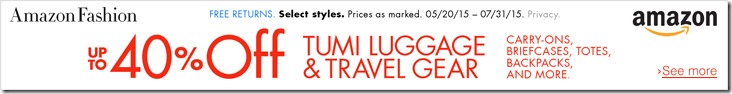 美国亚马逊6月7月优惠码 tumi  旅行箱包配件低至6折