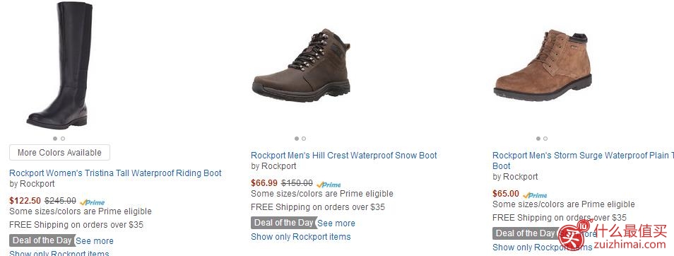 Amazon美亚12月优惠 金盒特价-精选男、女防水Rockport 乐步鞋促销 全部5折