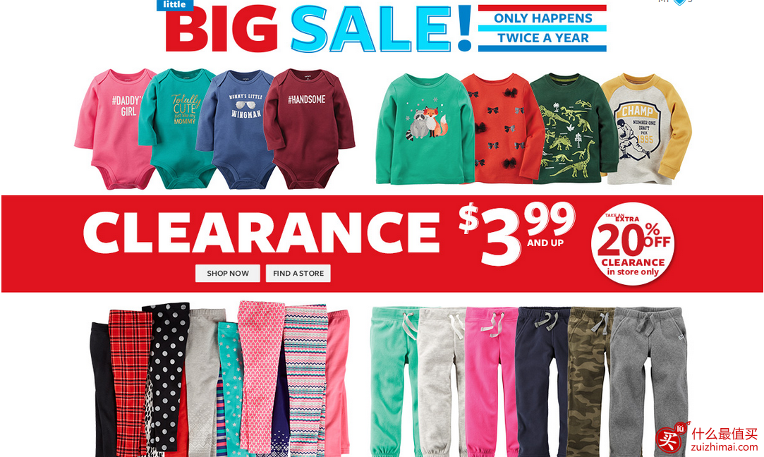 Carter’s官网1月优惠 清仓区童装热卖 低至.99起