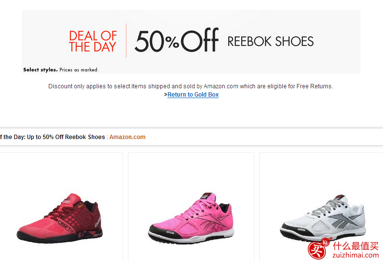 Amazon美国亚马逊4月优惠 精选Reebok男女鞋履5折热卖
