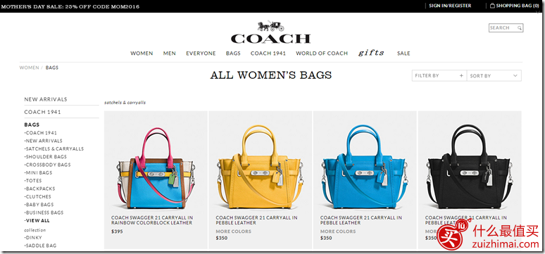 Coach美国官网低至5折+全场额外7.5折+包邮 Coach官网母亲节全场包包美鞋等促销-图片1