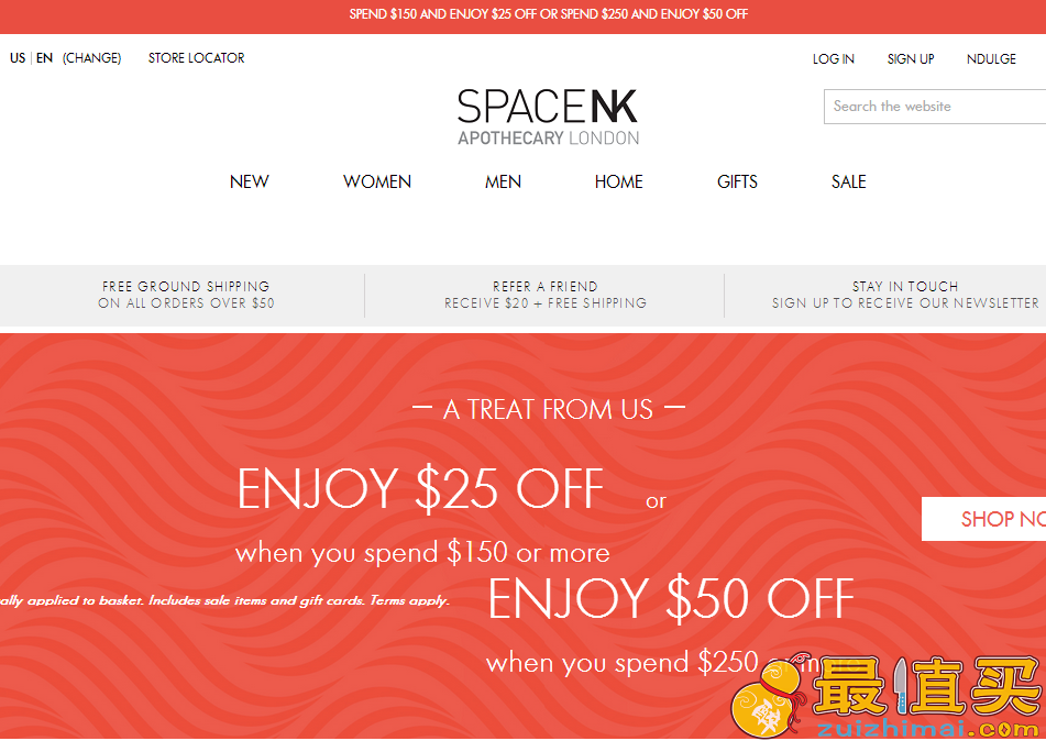 SpaceNK优惠码2017，SpaceNK 现有 全场商品满0减或满0减