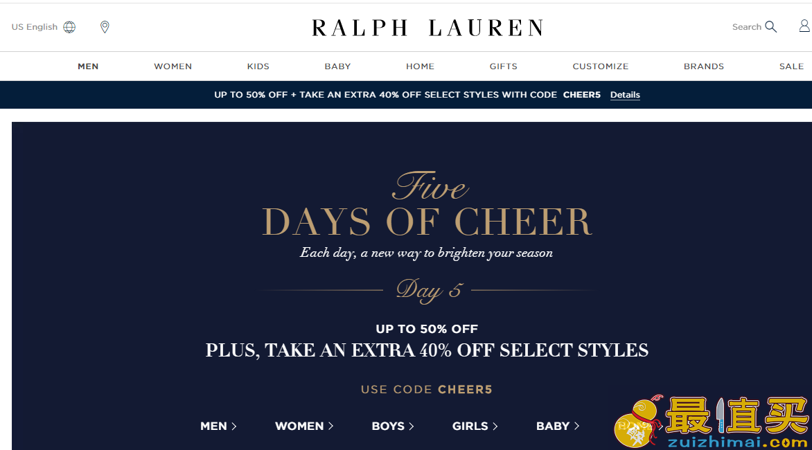 Ralph Lauren优惠码2017-精选polo衫，外套等低至5折+额外6折特卖