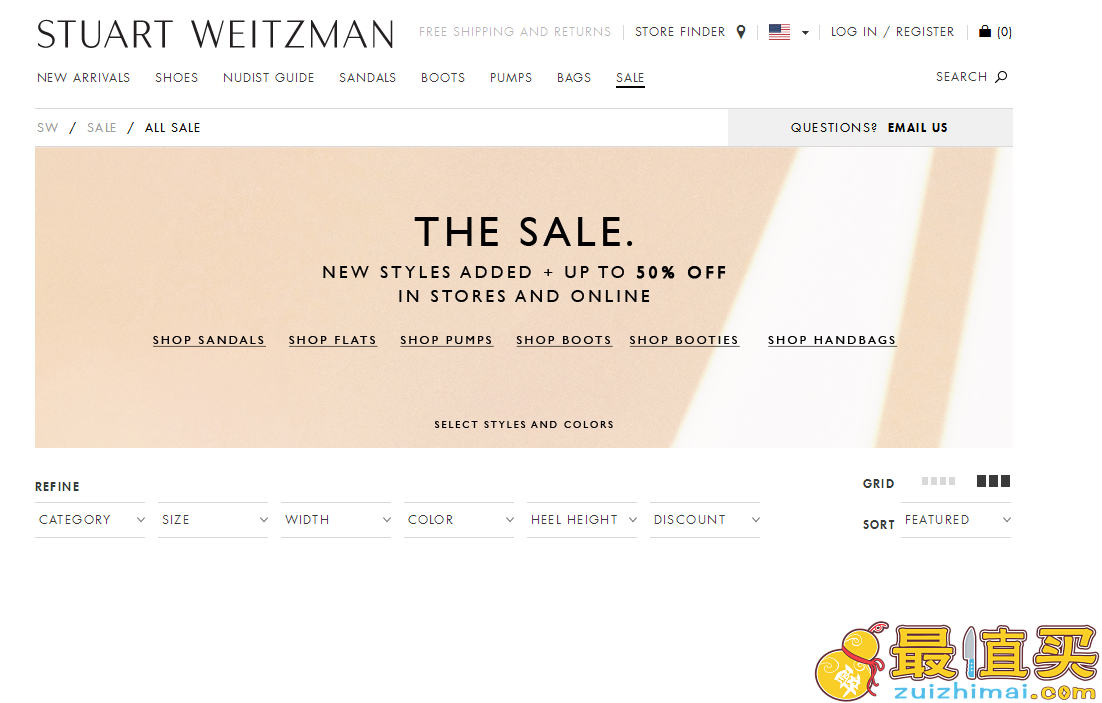 Stuart Weitzman优惠码2018-Stuart Weitzman官网折扣区低至5折+额外9折促销
