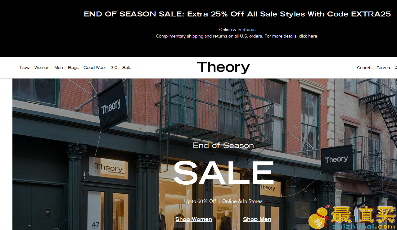 Theory优惠码2018-Theory官网现有精选男女服饰低至4折+额外7.5折促销