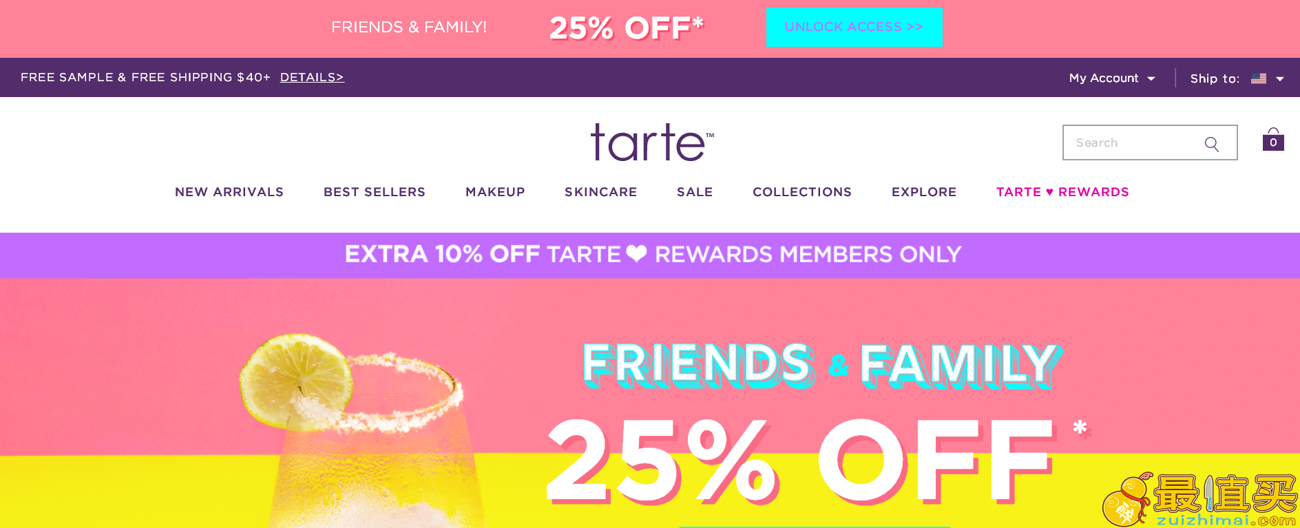 Tarte Cosmetics优惠码2018-彩妆护肤品促销入限量眼影盘75折+额外9折