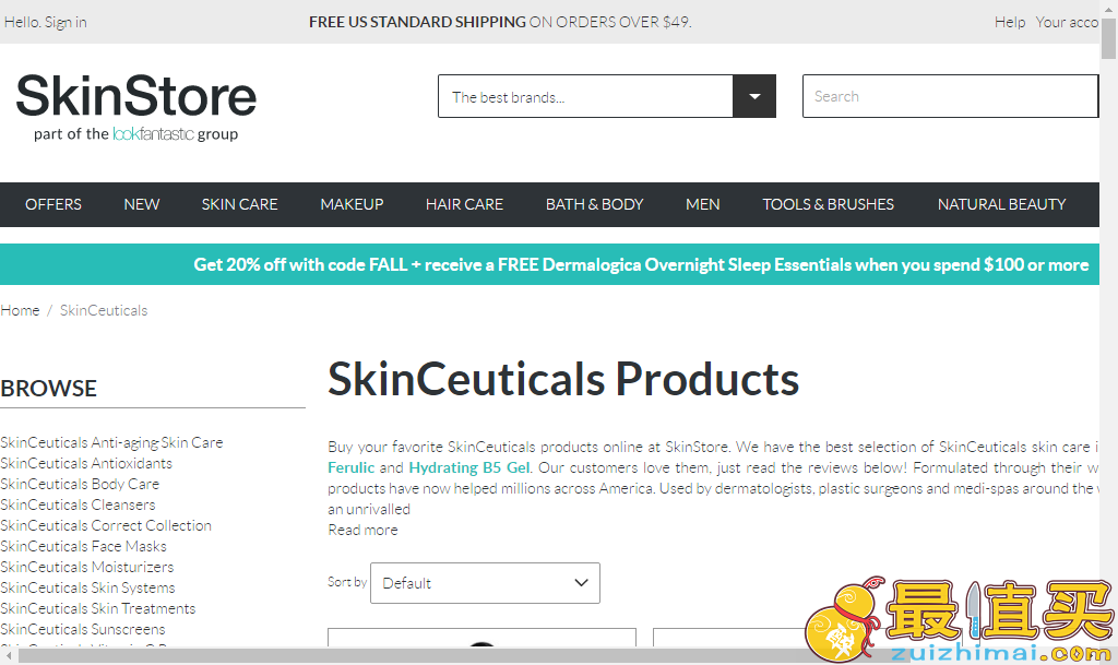 Skinstore优惠码2018 SkinCeuticals杜克全场满0额外7.5折促销