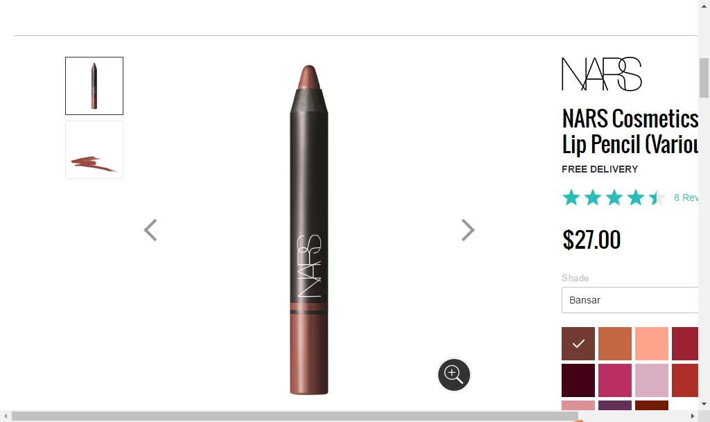 lookfantastic英文网折扣2018 Nars 唇膏笔Dolce Vita豆沙色75折£15.75 约142元 直邮中国