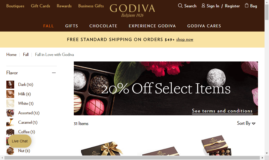 GODIVA官网优惠码2018 哥伦布日精选巧克力额外8折促销