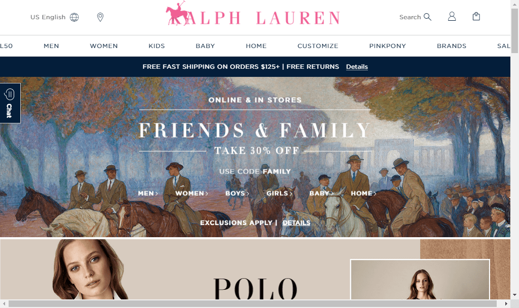 Ralph Lauren官网优惠码2018 哥伦布日精选服饰鞋包低至3折 额外7折促销满额免邮