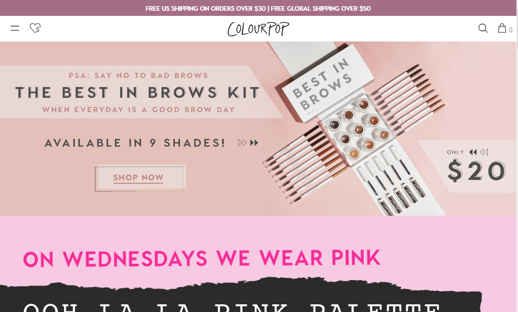 Colourpop卡拉泡泡优惠码2018 全场满减美国包邮