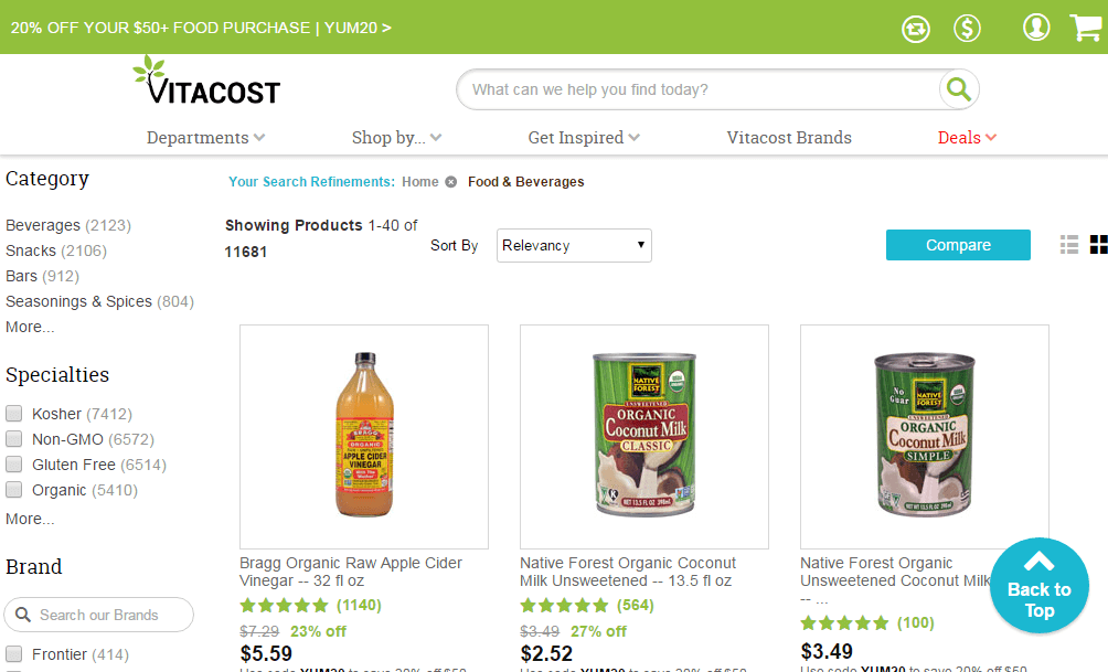 Vitacost优惠码2018 有机食品 婴儿辅食满$50额外8折满额包邮
