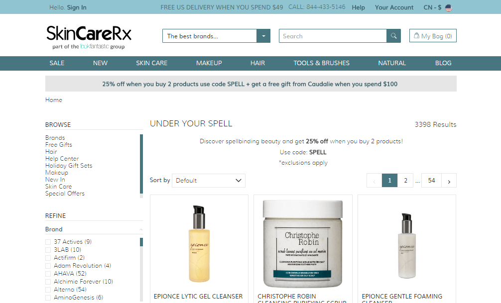 SkinCareRx优惠码2018 现有精选美妆护肤最高享7折促销 满额送礼满额免邮