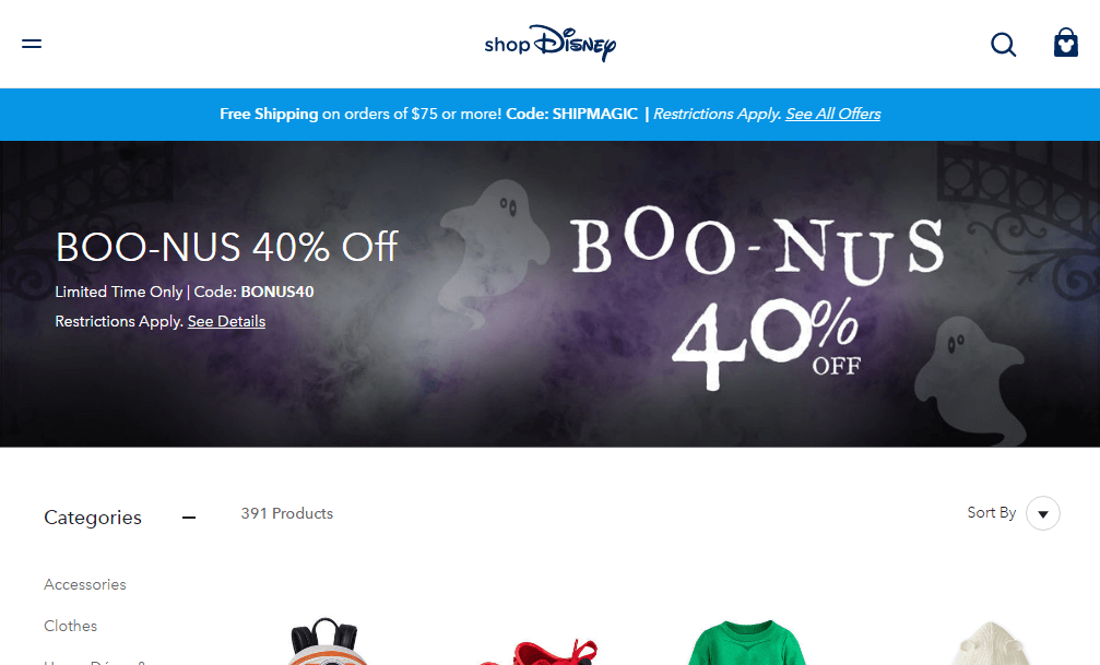 shopDisney优惠码2018 精选商品额外6折促销满额免邮