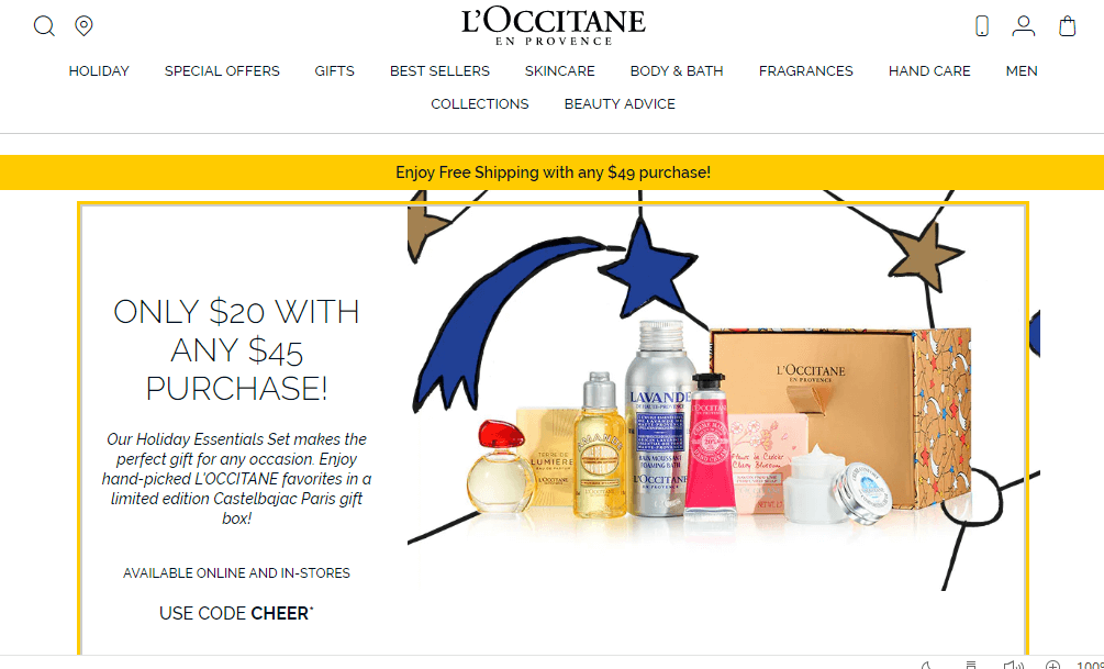 L'Occitane欧舒丹优惠码2018 满$45加$20换购大礼包满额免邮