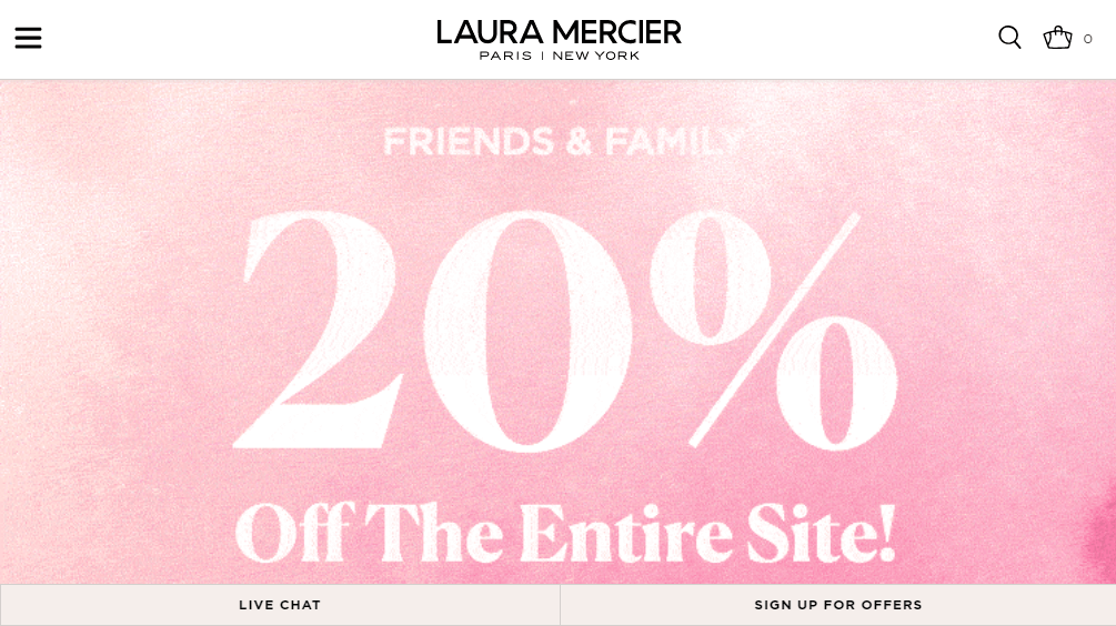 Laura Mercier优惠码2018 亲友特卖会全场美妆无门槛8折促销满额免邮