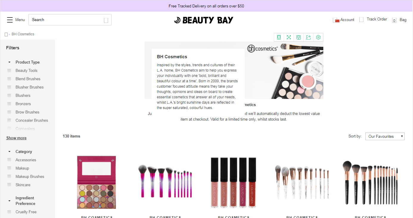 Beauty Bay折扣码2018 BH Cosmetics彩妆产品买三免一促销满￥440免费直邮中国
