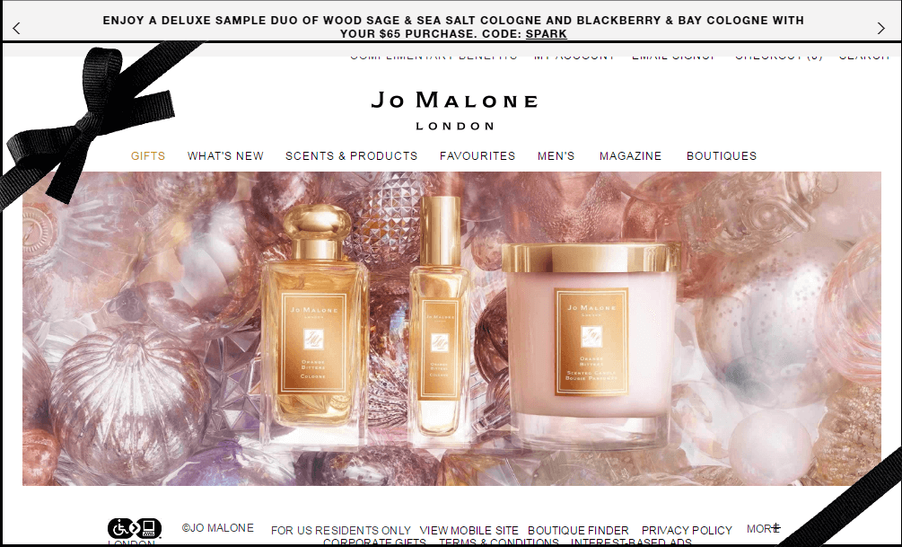 Jo Malone祖马龙优惠码2018 满赠海盐9ml+黑莓月桂9ml结账自选小样