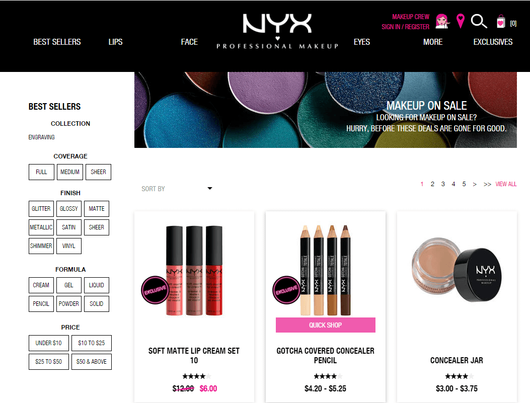 NYX cosmetics优惠码2018 黑五精选专区彩妆低至5折促销满额免邮