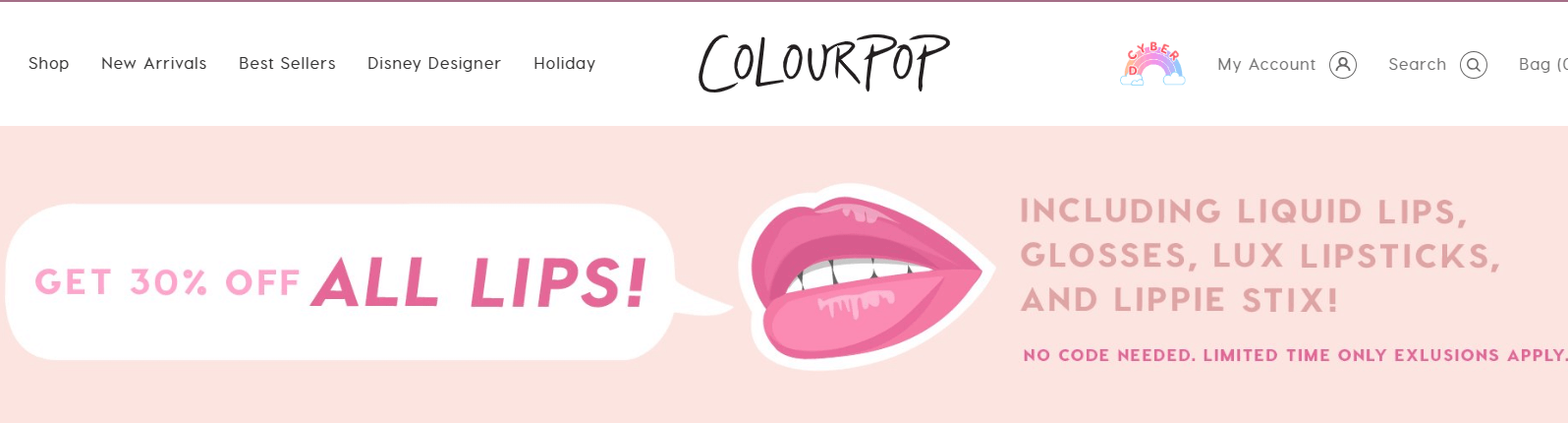 Colourpop优惠码2026 卡拉泡泡精选唇部彩妆 美国包邮 无门槛7折开启！