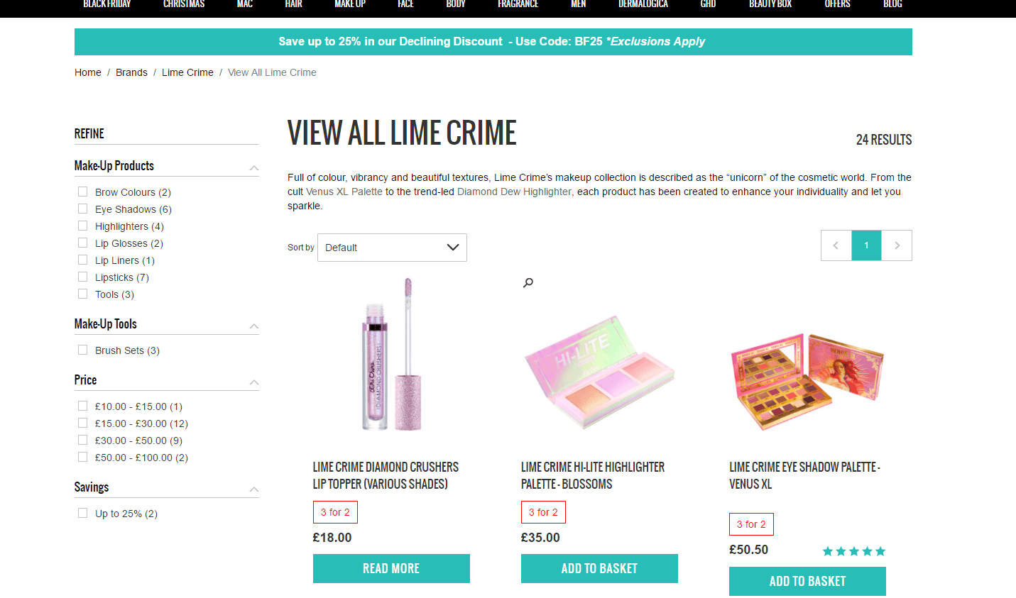 lookfantastic折扣码2018 LIME CRIME独角兽全线买三免一+额外75折促销Venus XL Palette 眼影盘折后价£25.25（约227元）-图片1