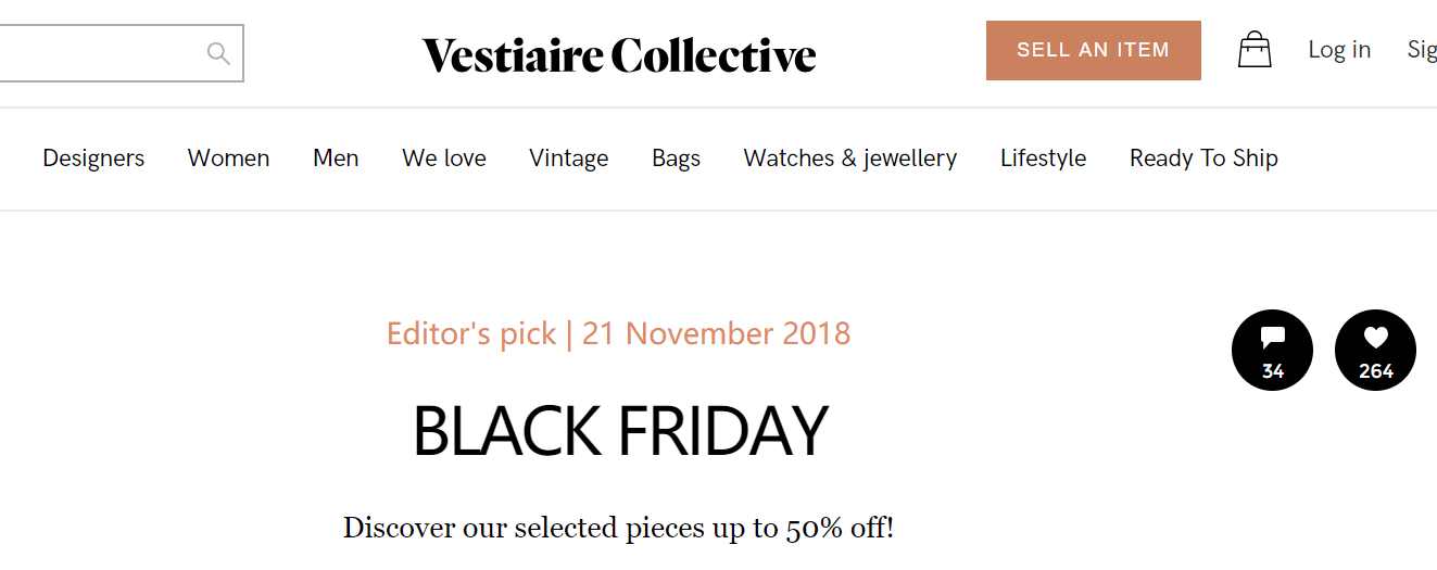 vestiaire折扣码2018 Vestiaire Collective黑五大促 精选商品低至5折