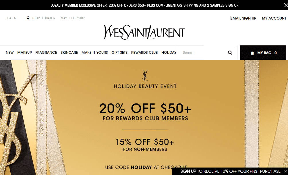 YSL Beauty优惠码2026 门槛降低！网一会员满享8折+免费刻字非会员享85折