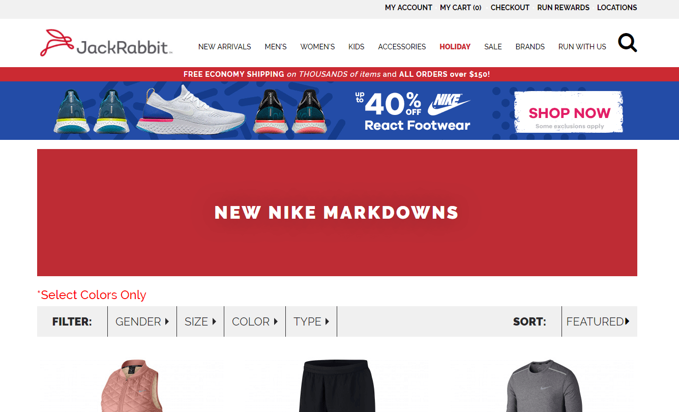 Jackrabbit优惠码2018 现有精选NIKE服饰低至5折促销满额包邮-图片2