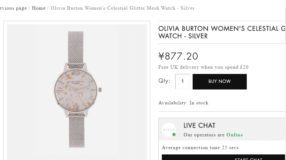 mybag折扣码2018 Olivia Burton Celestial Glitter Mesh 星空手表7.5折￥657.9包直邮中国-图片2