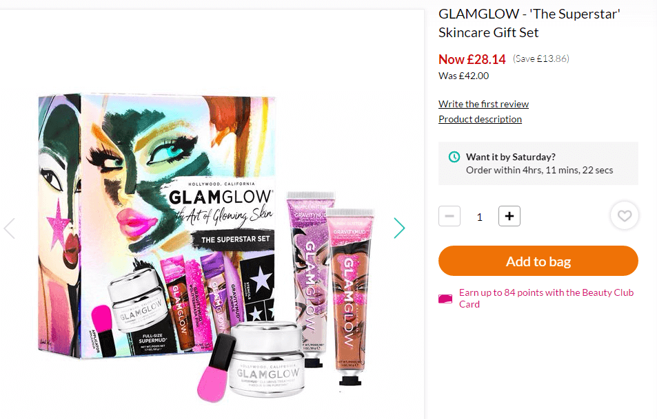Debenhams折扣码2026 GLAMGLOW格莱美明星面膜套装6.7折￡28.41（约246元）