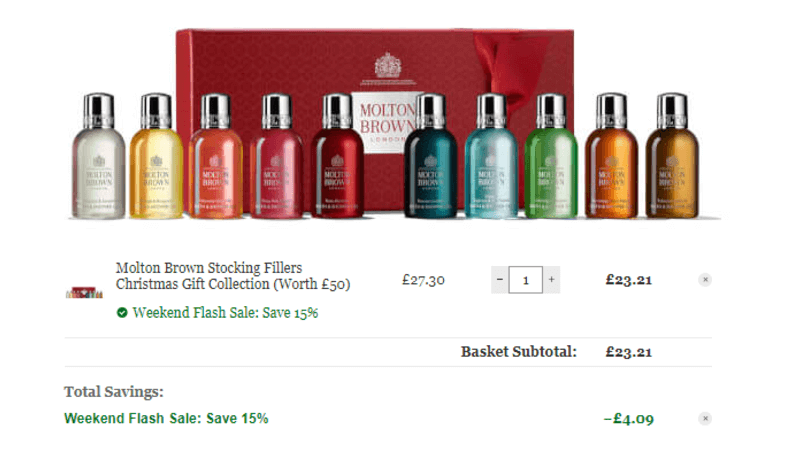 Mankind折扣码2026 Molton Brown英国皇室沐浴露圣诞套装 50ml*106折£23.21（凑单直邮到手约203元）