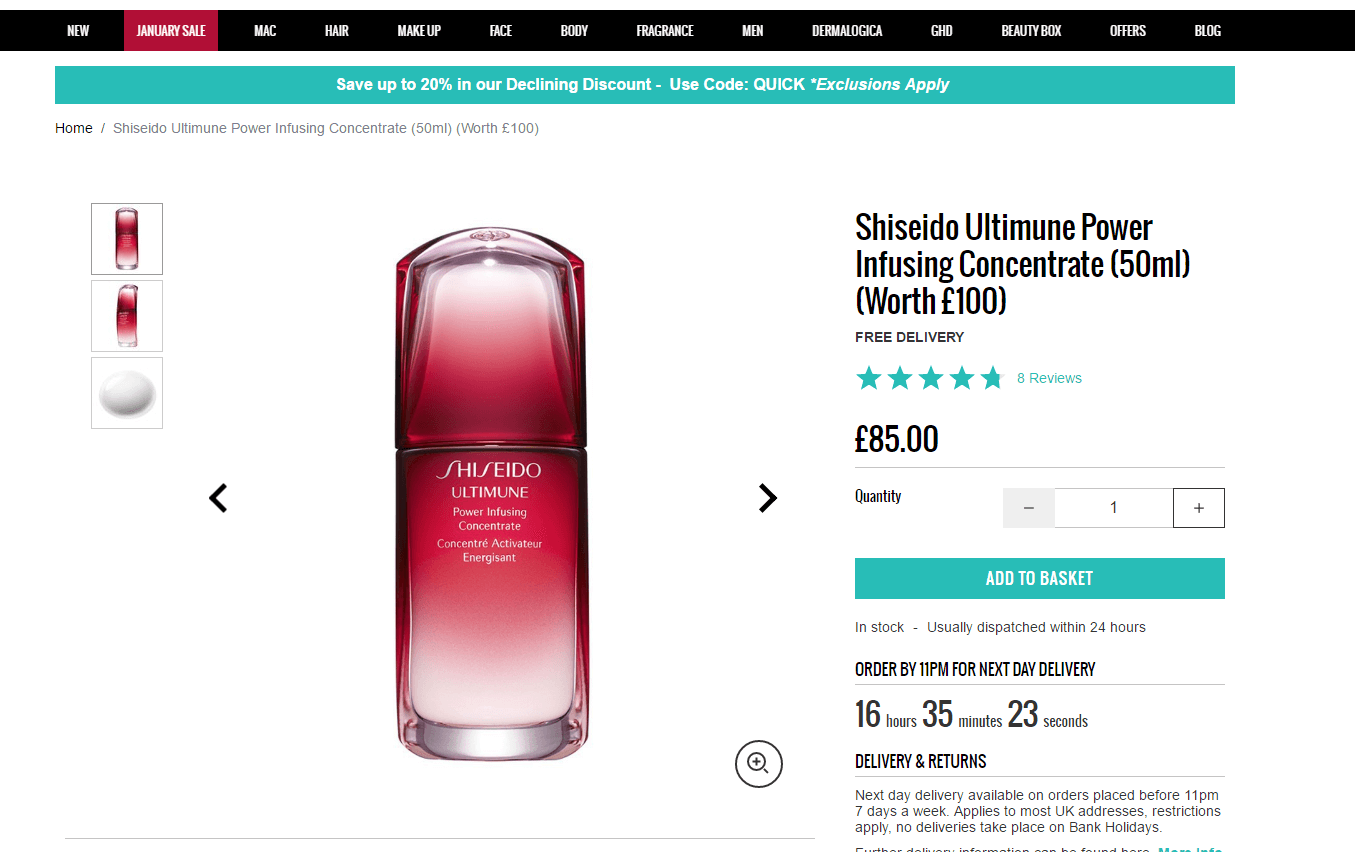 Lookfantastic折扣码2026 Shiseido资生堂红腰子精华 50ml8折£68（直邮到手约592元）-图片1