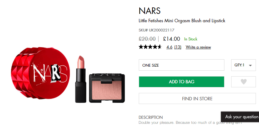 Space NK折扣码2026 NARS Orgasm高潮系列腮红唇膏圣诞限量套装7折£14约124元-图片2