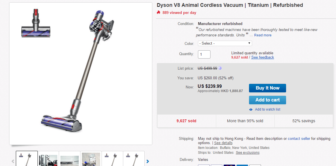 ebay优惠码2026 dyson戴森V8animal无线手持吸尘器官翻版特价$239.99 转运到手约2076元
