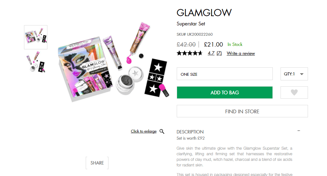 Space NK折扣码2026 Glamglow 格莱美白罐面膜套装（含正装白罐面膜）5折£21（凑单直邮到手约182元）