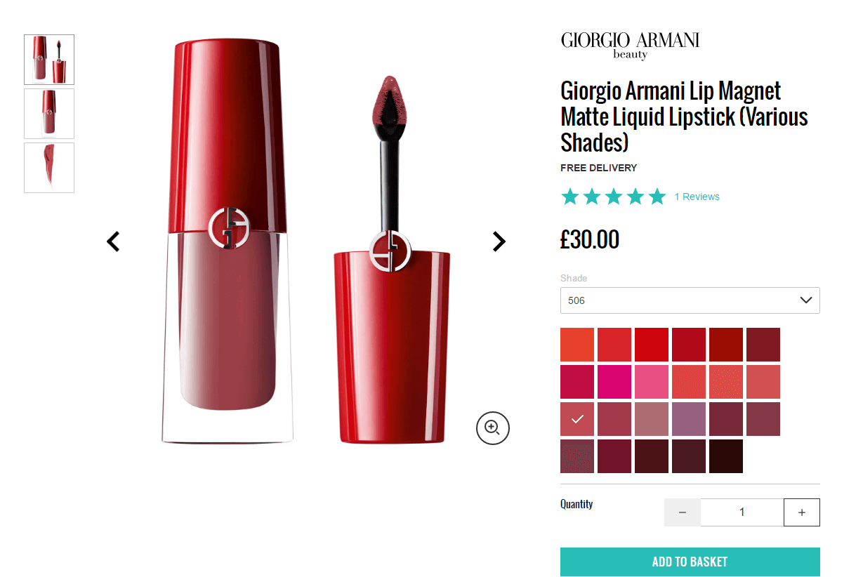 Lookfantastic折扣码2026 506有货！Giorgio Armani 阿玛尼 小胖丁唇釉8折£24（约209元），转运带回-图片1
