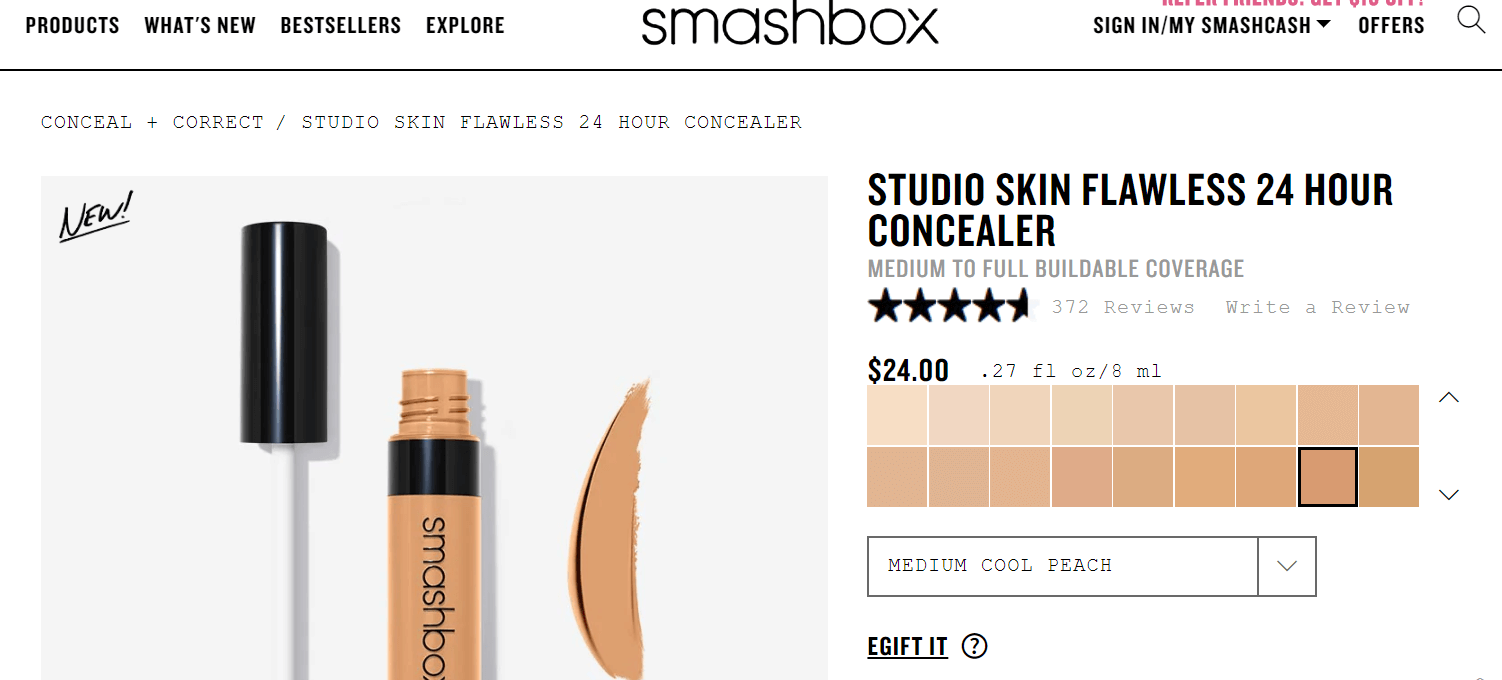 Smashbox优惠码2026 官网购任意遮瑕类产品送3件套礼包+满送2件唇釉可叠加新人85折