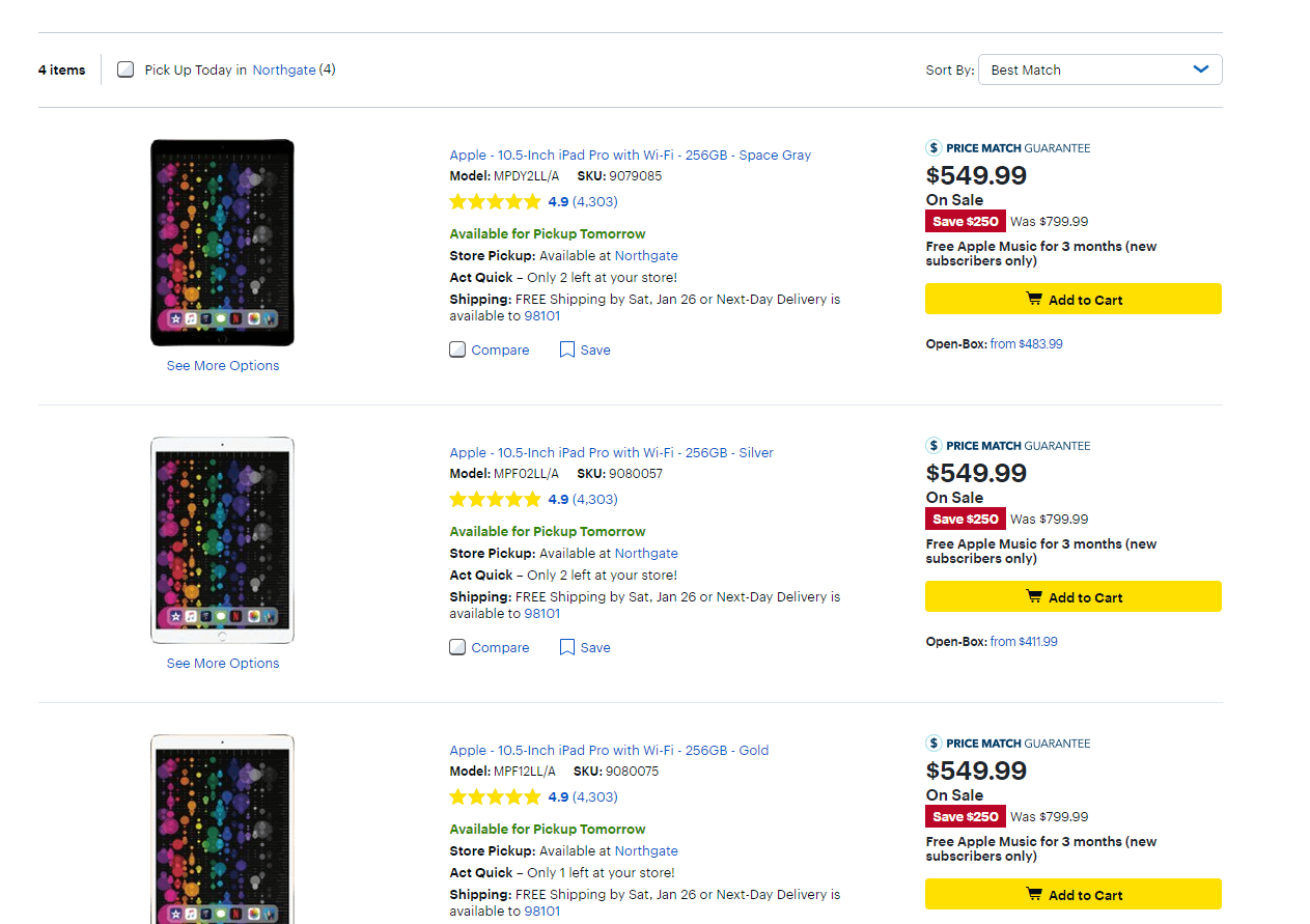Best Buy优惠码2026 MacBook, iPad Pro, 笔记本, 电视机四日大促 iPadPro256GB 仅9.99-图片2