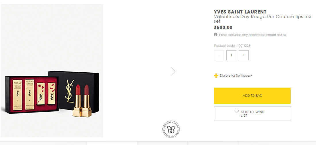 Selfridges优惠码2026 YSL情人节限定方管唇膏套装直邮港澳500港币（￥432）-图片1