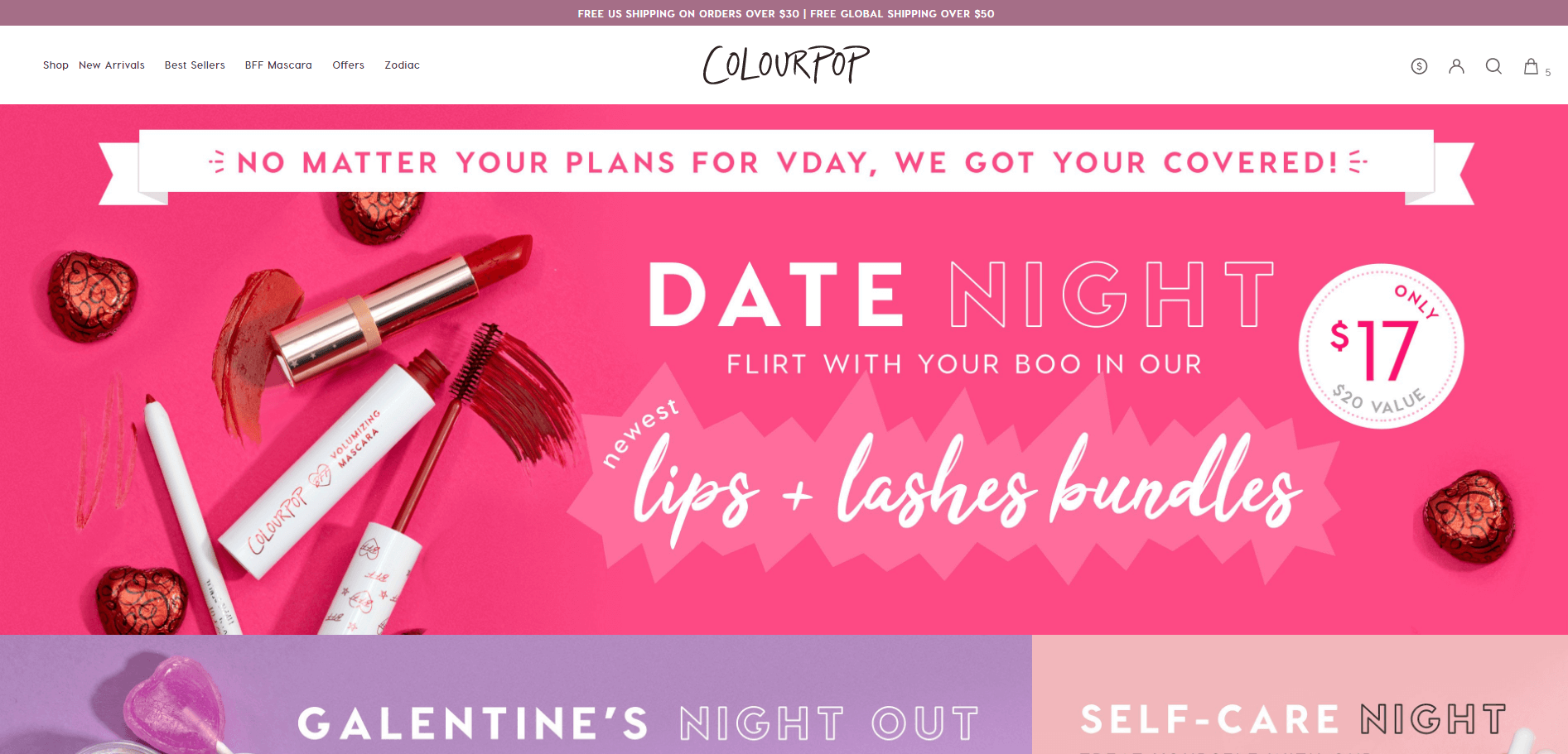 Colourpop优惠码2026 精选情人节套装一律促销美国免邮