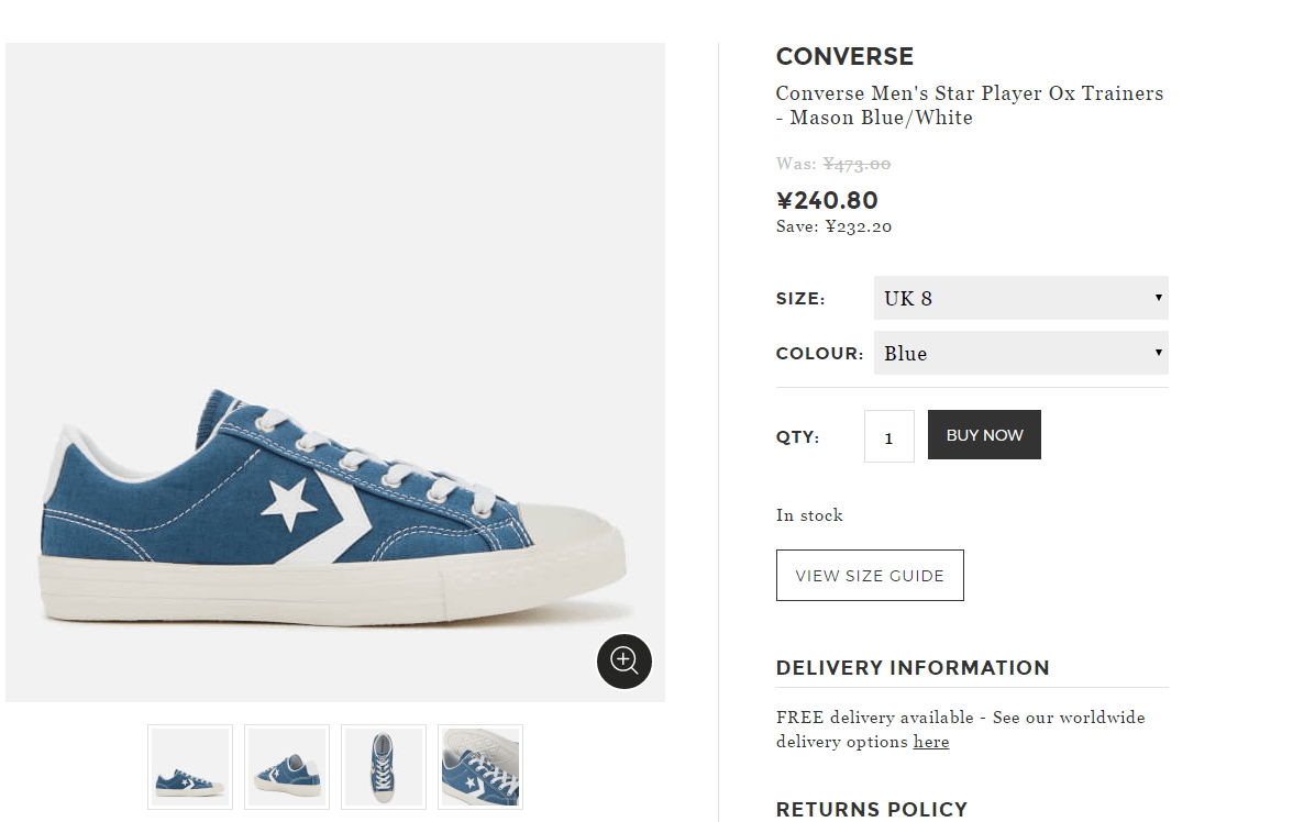 Allsole折扣码2026 Converse Star Player Ox系列男士精选板鞋5.1折到手¥240.8 支持支付宝付款 直邮国内-图片1