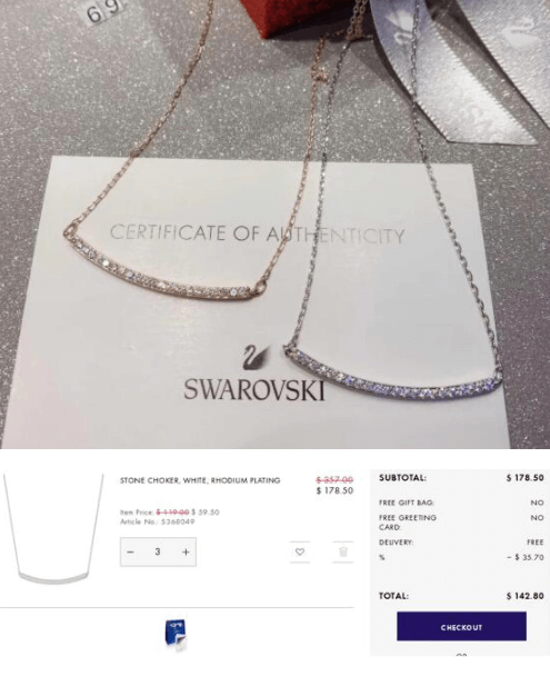Swarovski优惠码2026 施华洛世奇美国官网笑脸带钻项链折后$47.6 Tiffany笑脸同款！