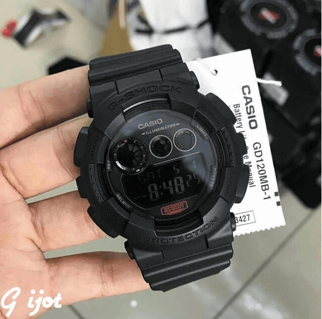 Casio卡西欧G-Shock 系列全黑抗震双显运动腕表GD120MB-1特价$59.75，叠加满减