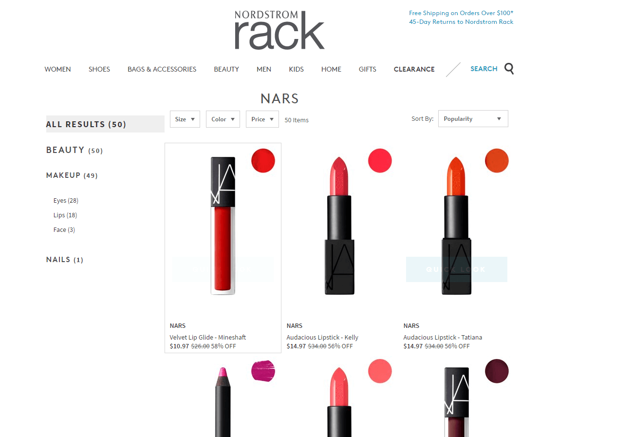 Nordstrom Rack优惠码2026 NARS精选彩妆热卖低至3.3折 .97起 收唇膏 双色眼影