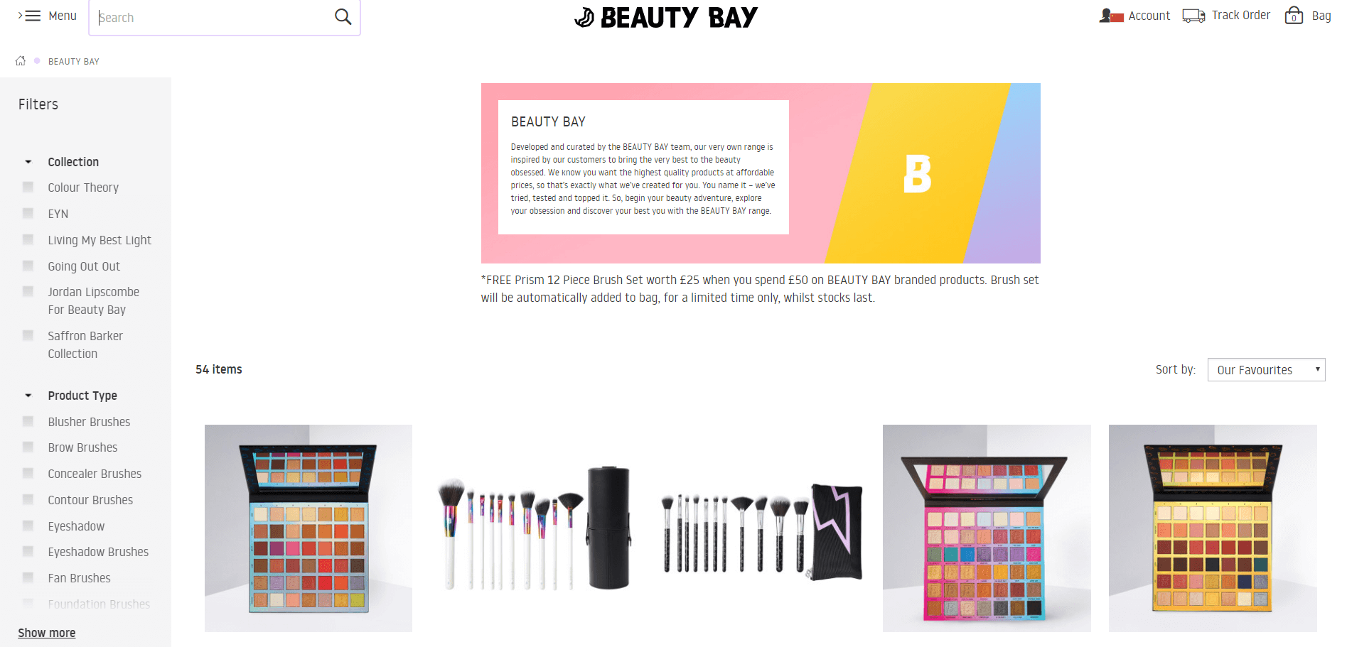 Beautybay折扣码2026 现有购自营品牌满£50赠价值£25化妆套刷满£100免费直邮