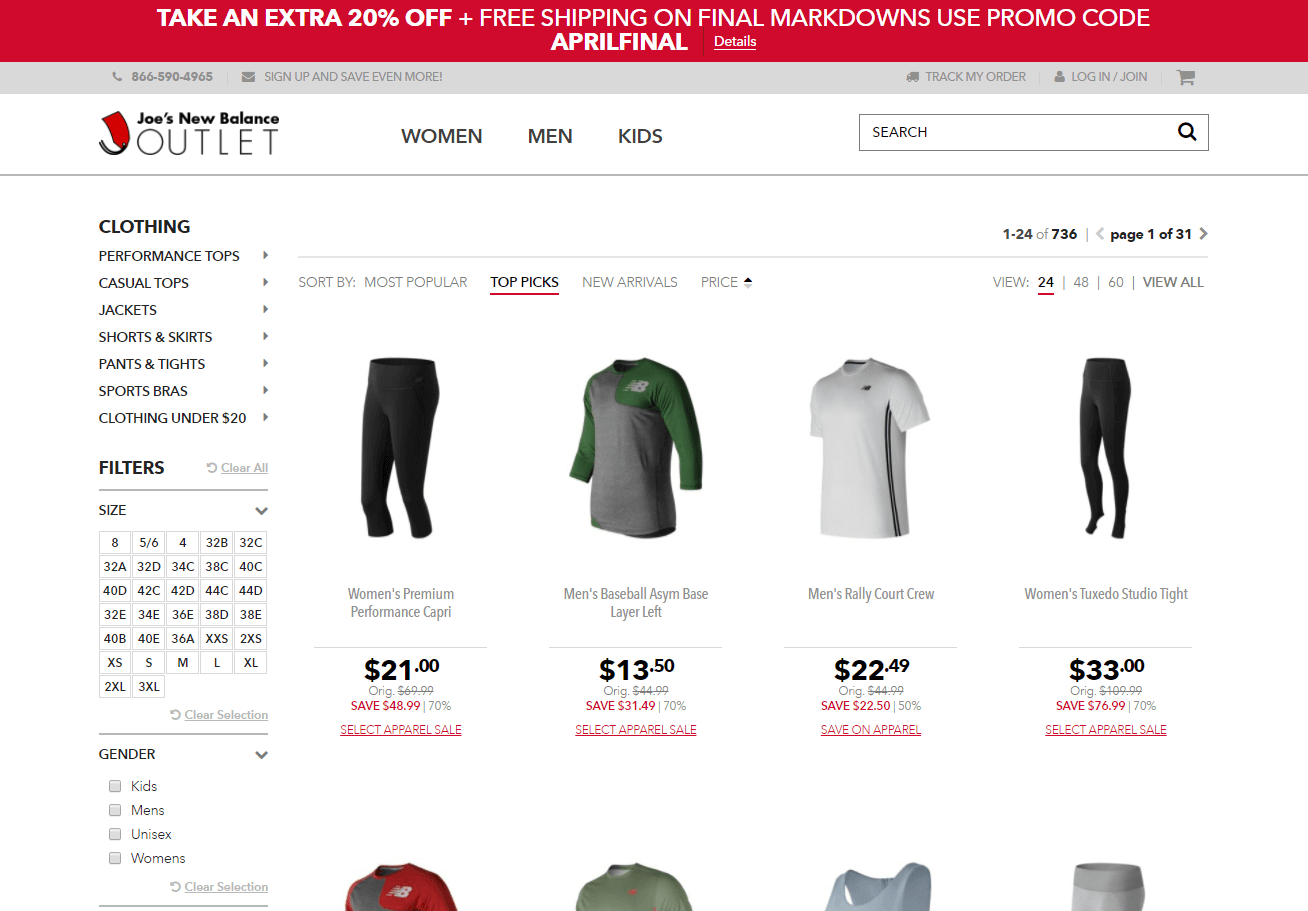Joes New Balance Outlet优惠码2026 精选服饰低至3折促销满额免邮
