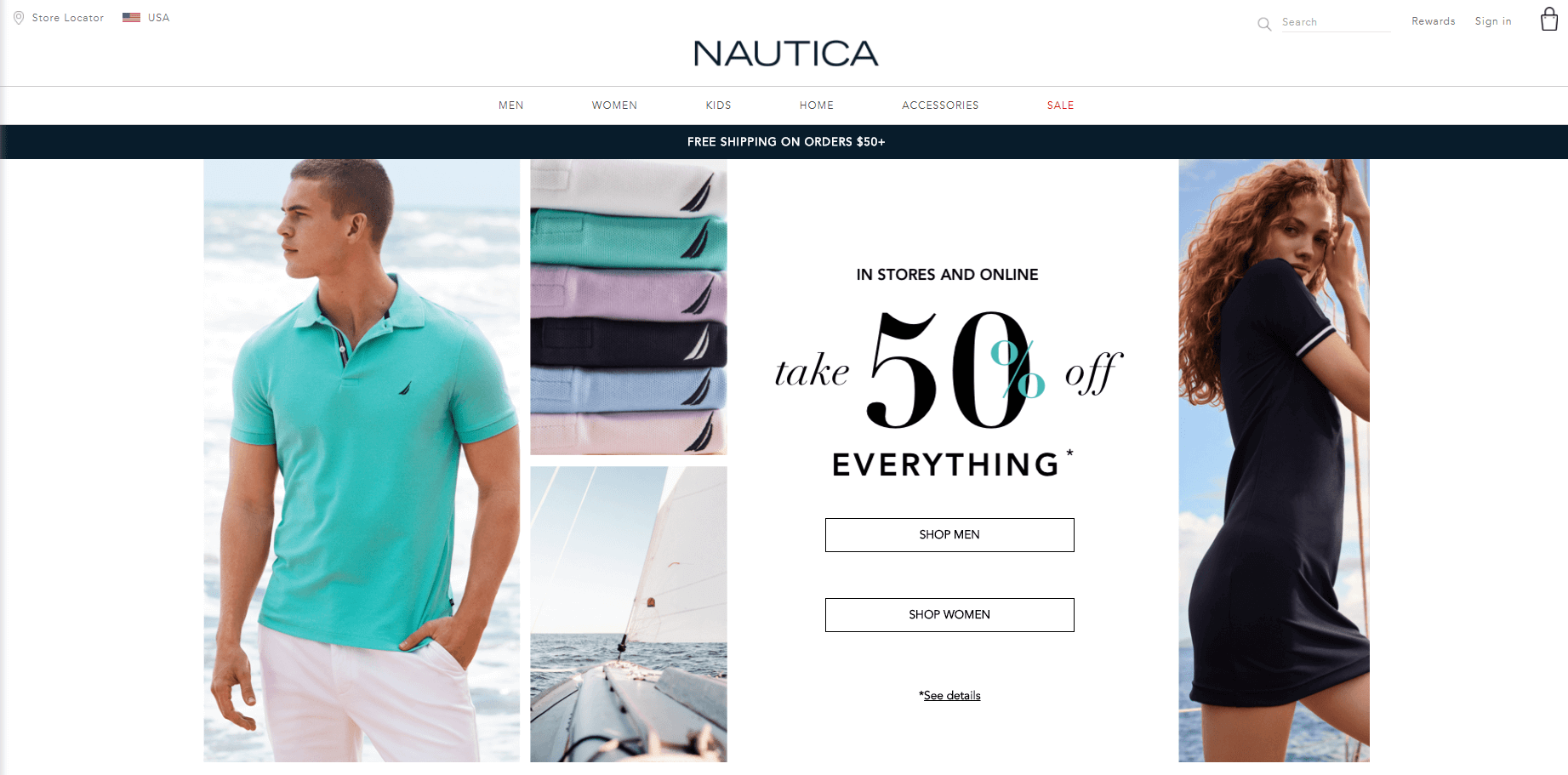 Nautica优惠码2026 全场时尚单品五折促销满额免邮