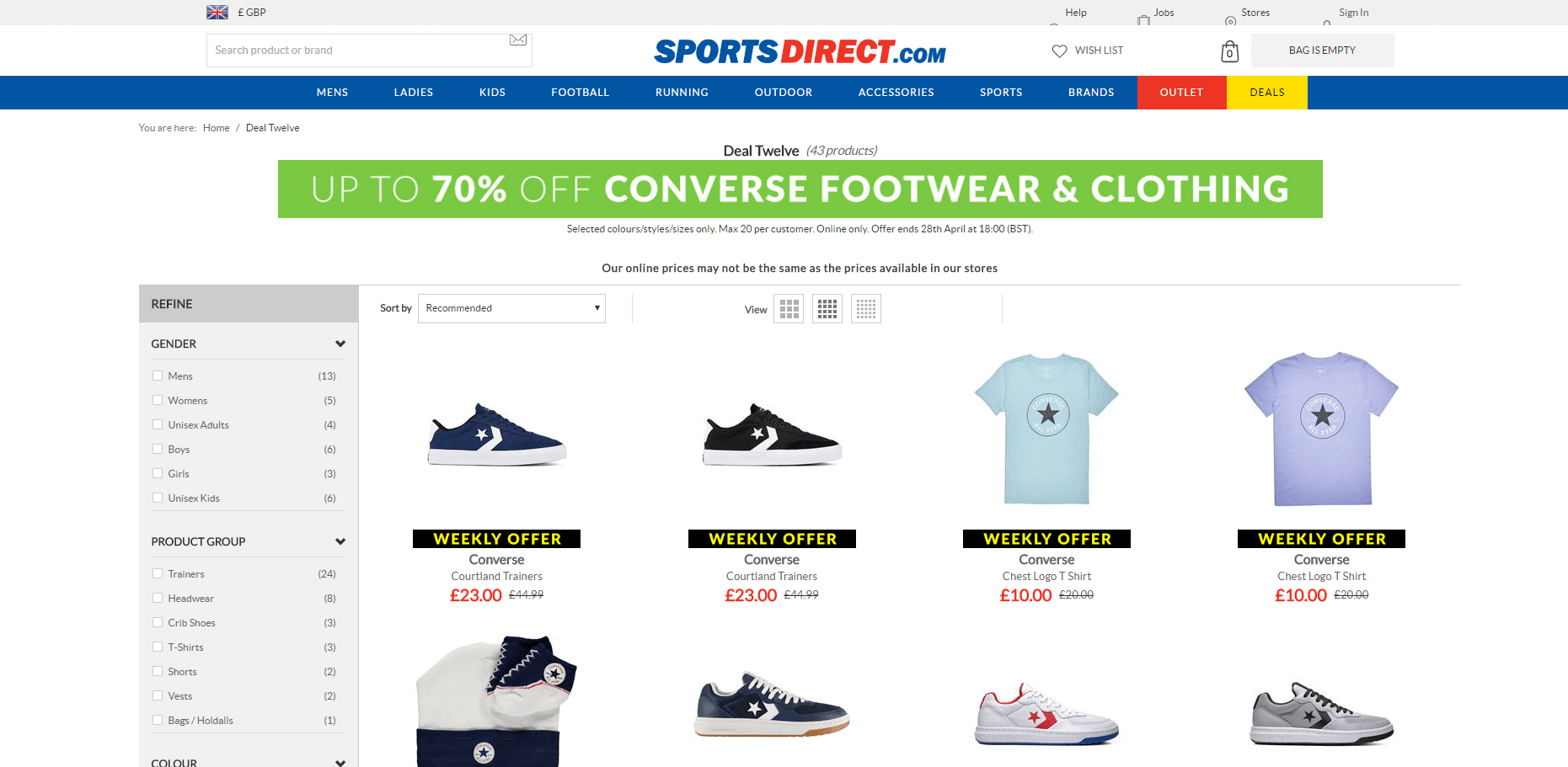 Sports Direct折扣码2026 精选Converse匡威商品低至3折促销可直邮中美-图片2