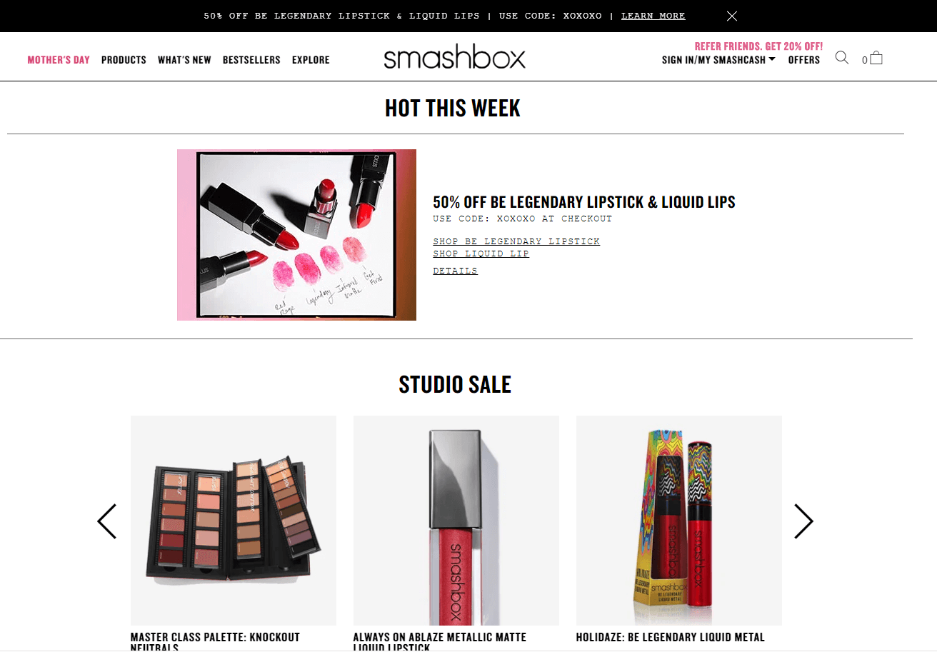 Smashbox优惠码2026 现有BE LEGENDARY系列唇膏、唇釉额外5折促销满额免邮