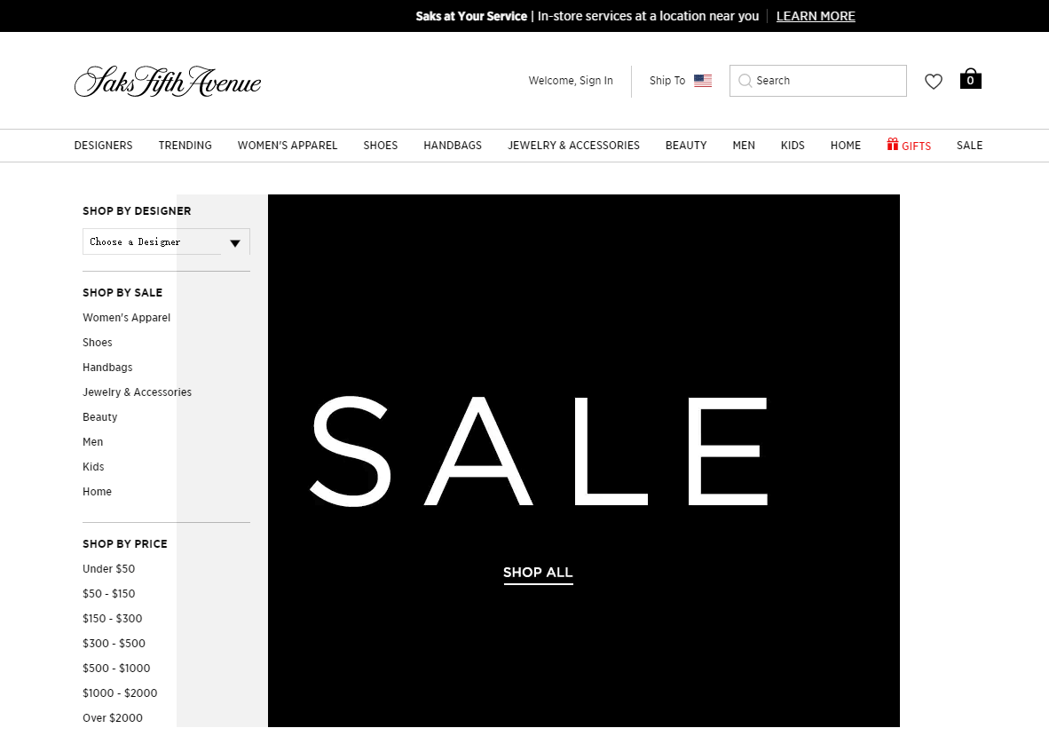 Saks Fifth Avenue优惠码2026 精选鞋服配饰低至6折促销美国免邮